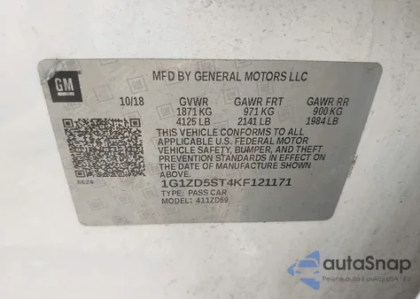 2019 Chevrolet Malibu Lt from USA, damaged, VIN 1G1ZD5ST4KF121171